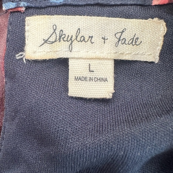Skylar + Jade Junior's Sleeveless Flowy Dress Blue Yellow White Size Large - Picture 9 of 9